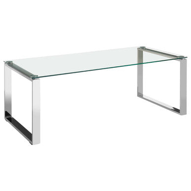 Allure silver rectangular black glass coffee table, tabletop detail