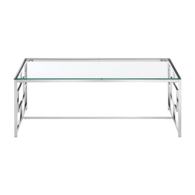 Allure silver rectangular coffee table, side angle