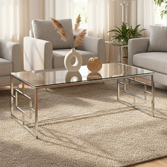 Allure silver rectangular coffee table, front view