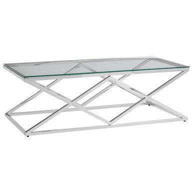 Allure silver inverted prism coffee table, tabletop detail