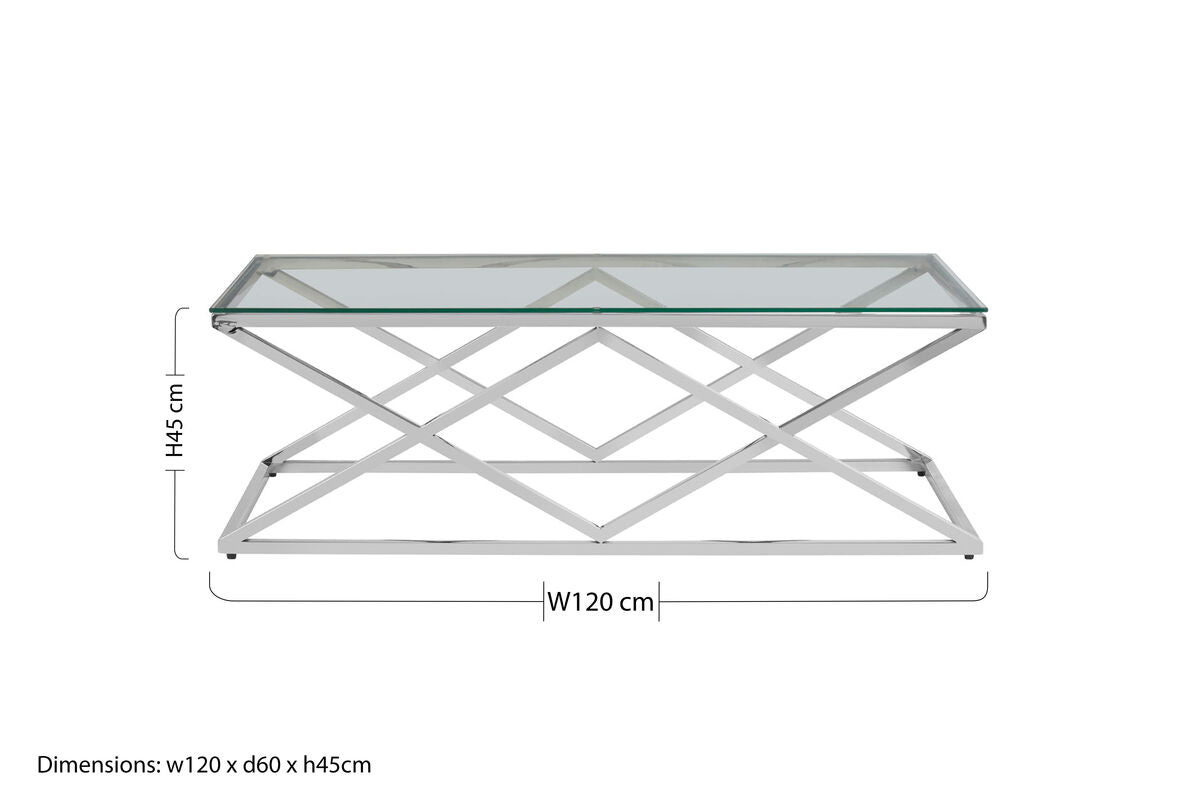 Allure silver inverted prism coffee table, additional view