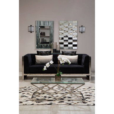 Allure silver inverted prism coffee table, styled living room 1