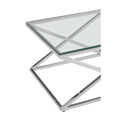 Allure silver inverted prism coffee table, base detail