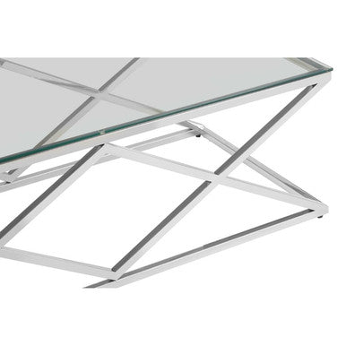 Allure silver inverted prism coffee table, close up view 2