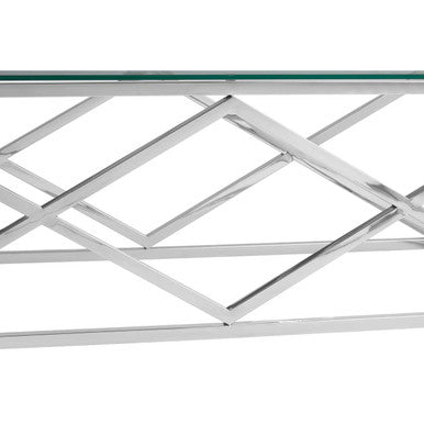 Allure silver inverted prism coffee table, styled living room 2