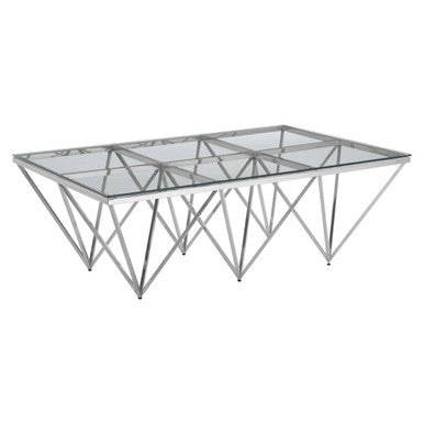 Allure silver six pincer legs coffee table, tabletop detail