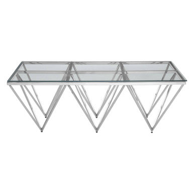 Allure silver six pincer legs coffee table, side angle