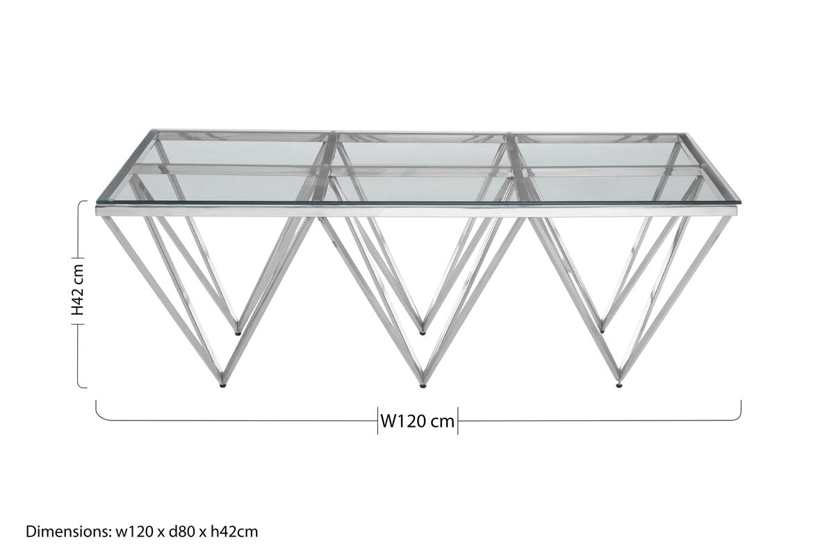 Allure silver six pincer legs coffee table, additional view