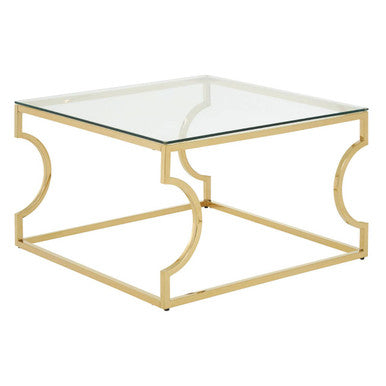 Allure gold curved frame coffee table, tabletop detail