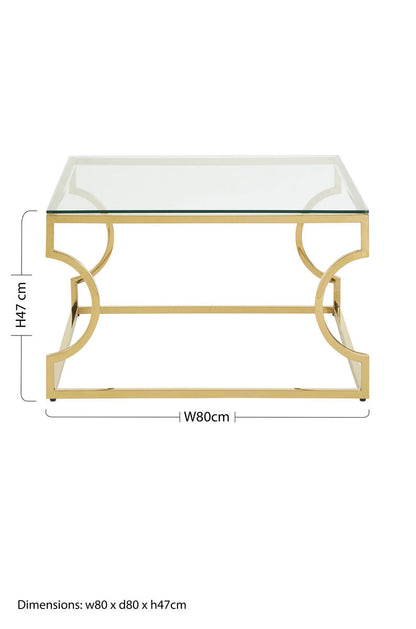 Allure gold curved frame coffee table, styled living room 2