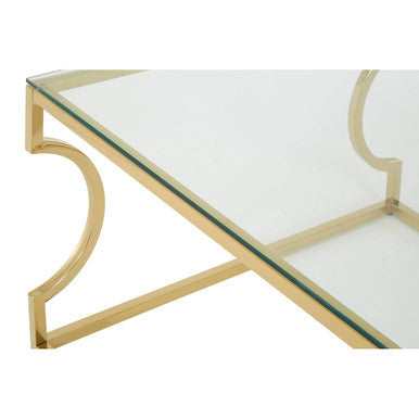 Allure gold curved frame coffee table, base detail
