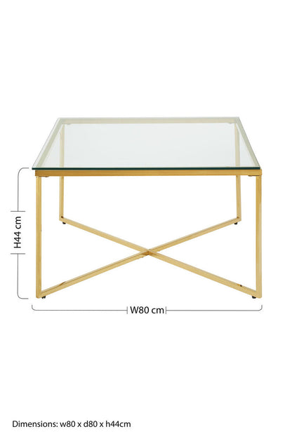 Allure gold square cross base coffee table, additional view