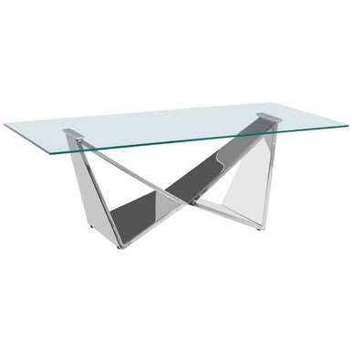 Allure silver finish rectangular coffee table with wing base, product view