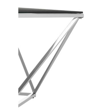 Allure large clear glass silver twist coffee table, base detail