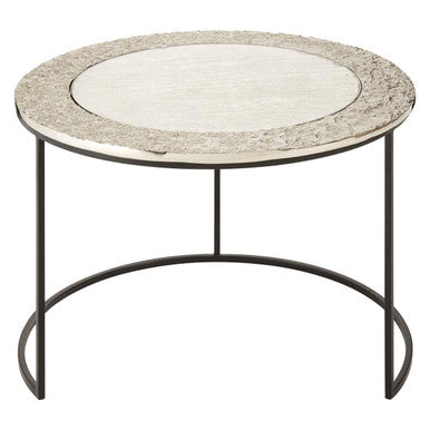 Akola antiqued glass nesting coffee tables, tabletop detail 2