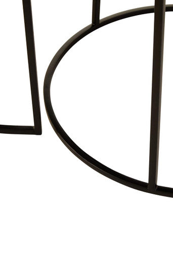 Akola antiqued glass nesting coffee tables, close up view 2