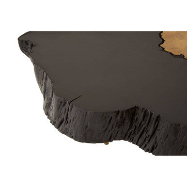 Asamra black acacia gold legs coffee table, leg detail