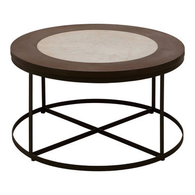 Vasco white marble black base coffee table, tabletop detail