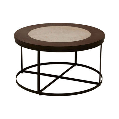 Vasco white marble black base coffee table, side angle