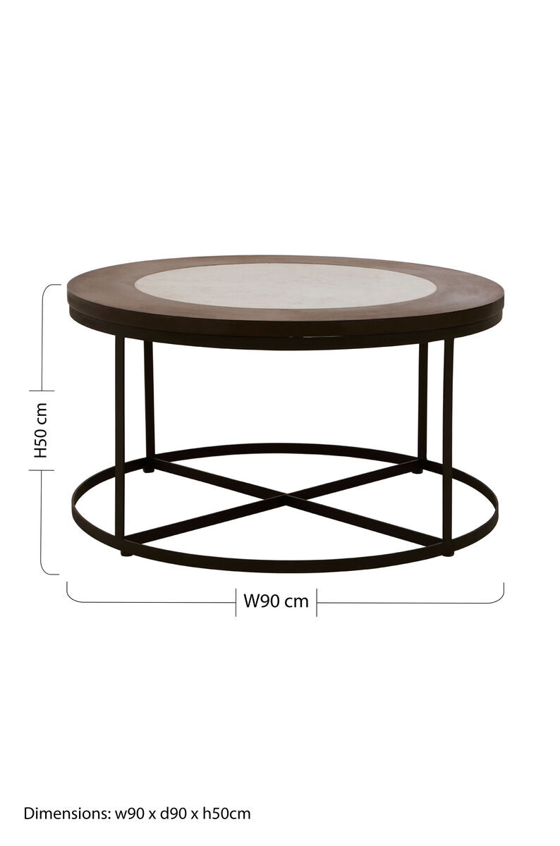 Vasco white marble black base coffee table, additional view