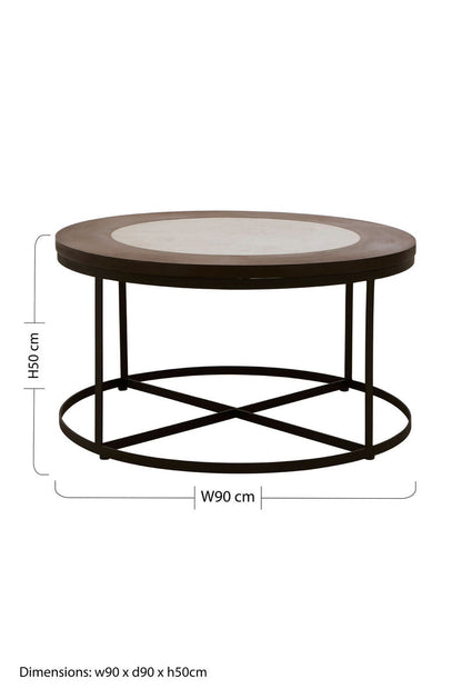 Vasco white marble black base coffee table, additional view