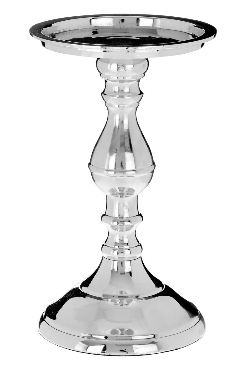 Kensington Townhouse Large Nickel Candlestick with Mango Wood & Glass