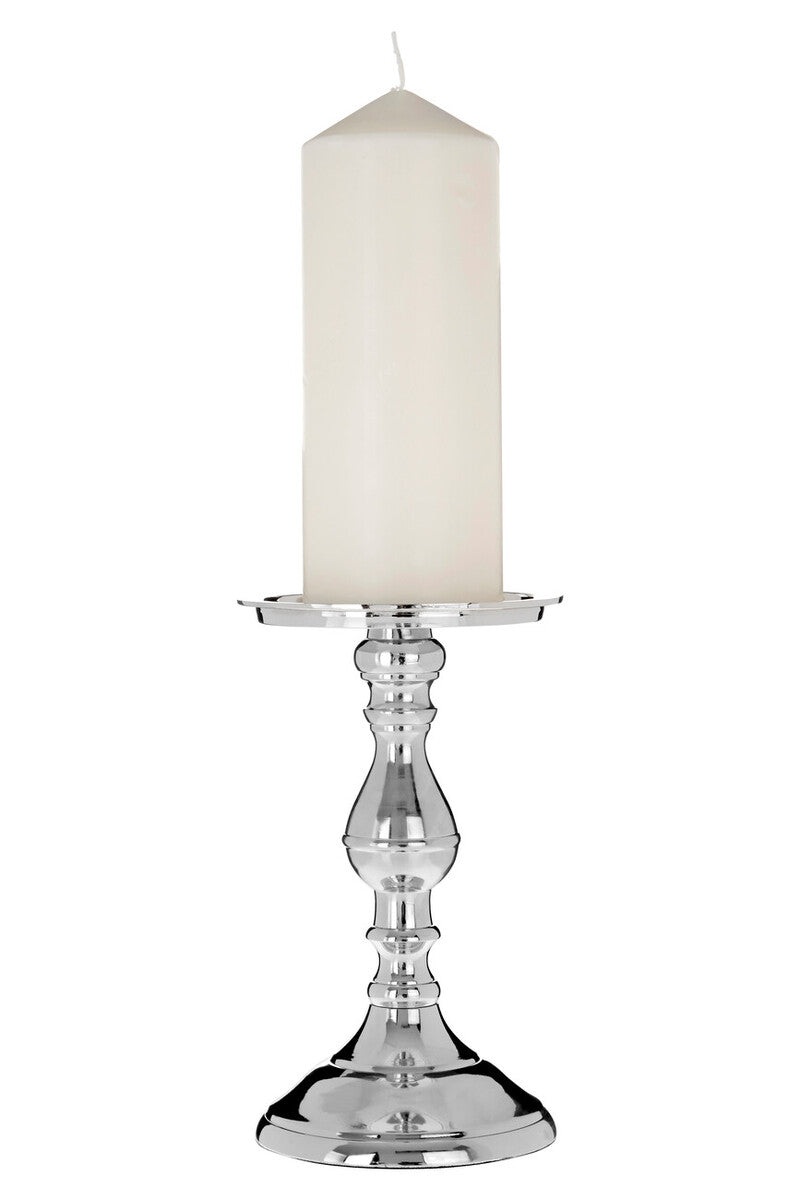 Kensington Townhouse Large Nickel Candlestick with Mango Wood & Glass