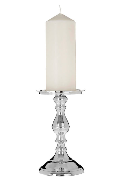 Kensington Townhouse Large Nickel Candlestick with Mango Wood & Glass