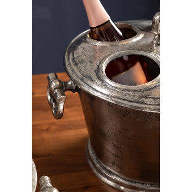 Antique Silver 4-Bottle Wine Cooler, Rustic
