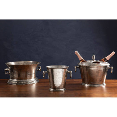 Antique Silver 4-Bottle Wine Cooler, Rustic