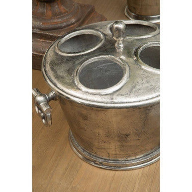 Antique Silver 4-Bottle Wine Cooler, Rustic