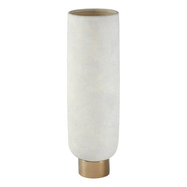 Callie White and Gold Large Pedestal Vase