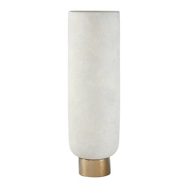 Callie White and Gold Large Pedestal Vase