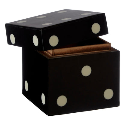 Churchill Games Black And White Dice Box With 5 Dice