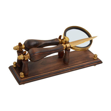 Churchill Brown Mango Wood Magnifying Glass and Letter Opener