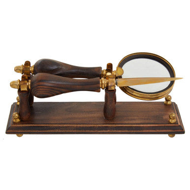 Churchill Brown Mango Wood Magnifying Glass and Letter Opener