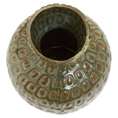 Yana Large Green Textured Ceramic Vase, 20 cm