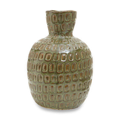 Yana Large Green Textured Ceramic Vase, 20 cm
