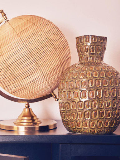 Yana Large Green Textured Ceramic Vase, 20 cm