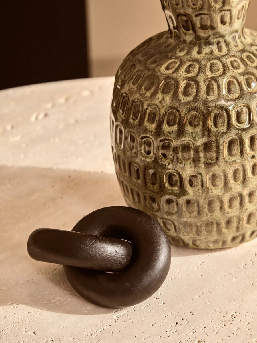 Yana Large Green Textured Ceramic Vase, 20 cm