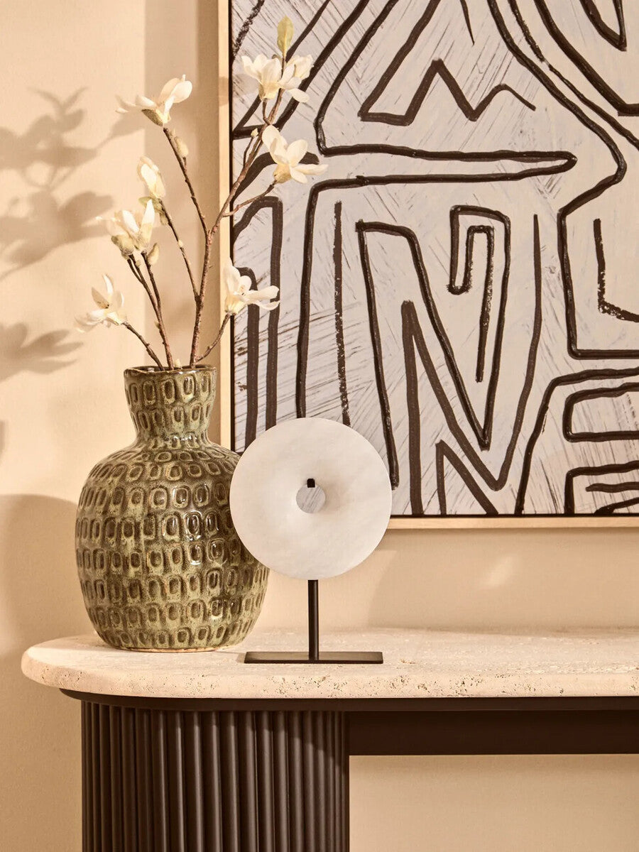 Yana Large Green Textured Ceramic Vase, 20 cm
