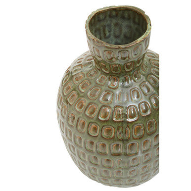 Yana Large Green Textured Ceramic Vase, 20 cm
