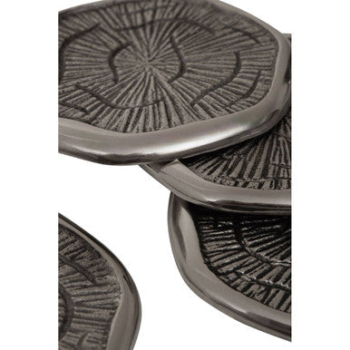 Set of Four Oak Effect Silver Top Coasters | Silva