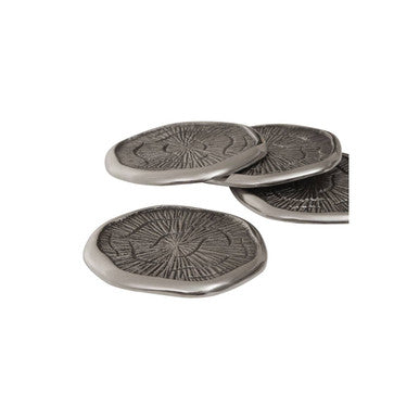 Set of Four Oak Effect Silver Top Coasters | Silva
