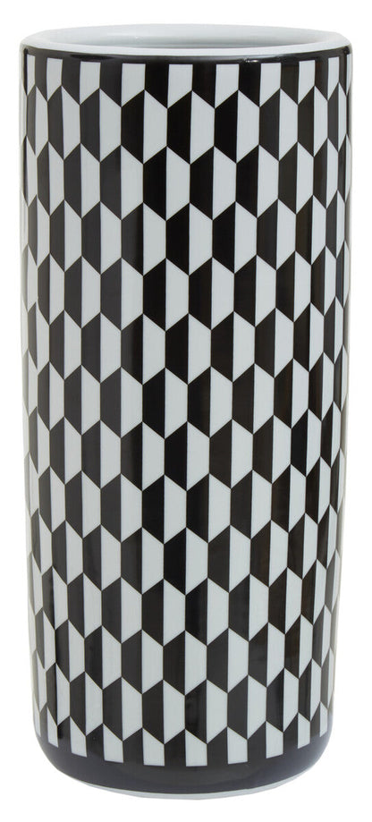 Marlo Black and White Geometric Print Ceramic Umbrella Stand