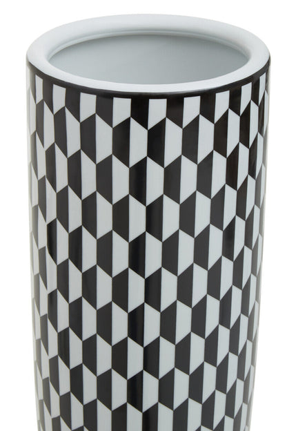 Marlo Black and White Geometric Print Ceramic Umbrella Stand