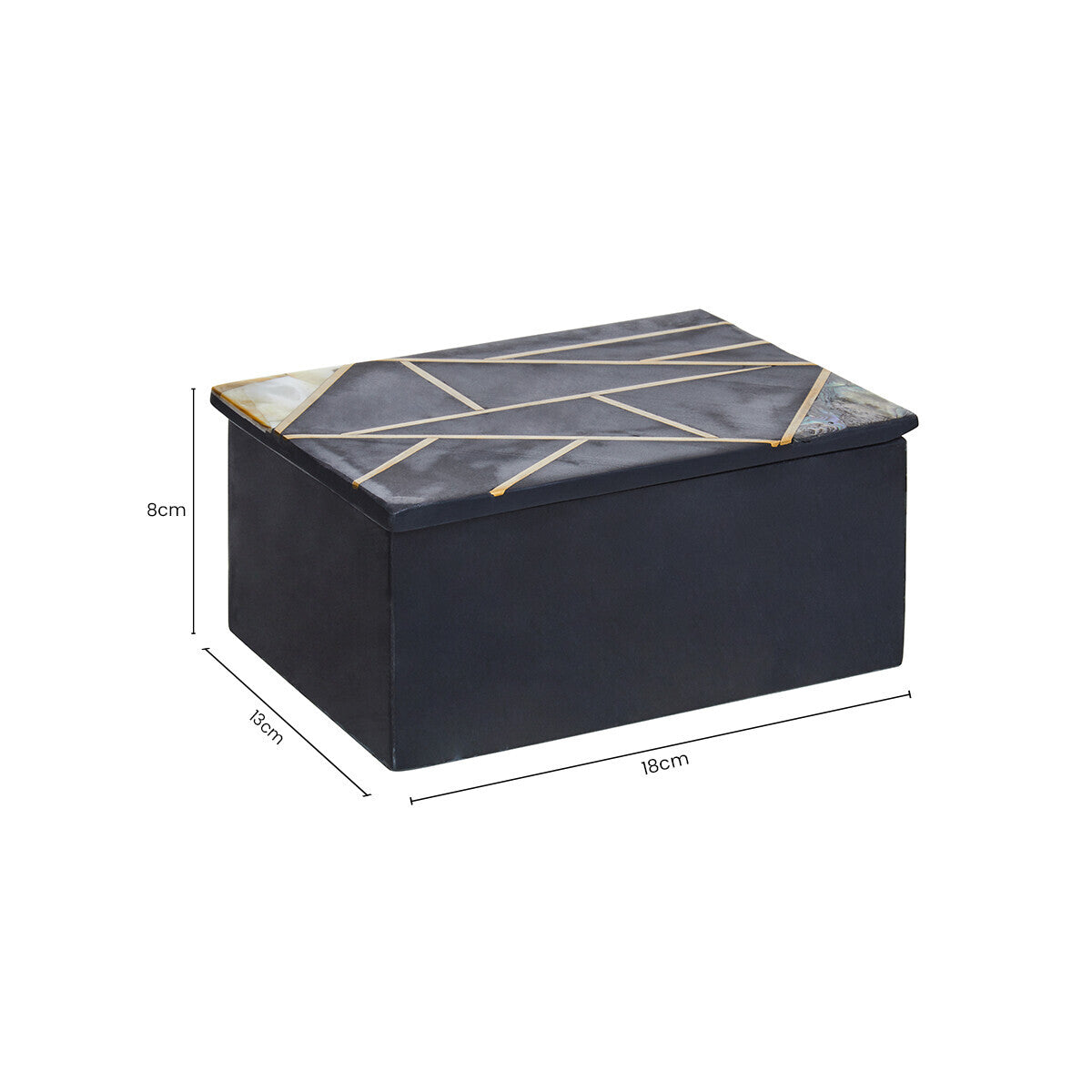 Oriana Large Black Slate Trinket Box with Mother of Pearl Inlay, 18 cm