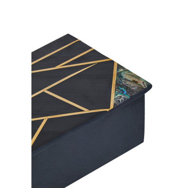 Oriana Large Black Slate Trinket Box with Mother of Pearl Inlay, 18 cm