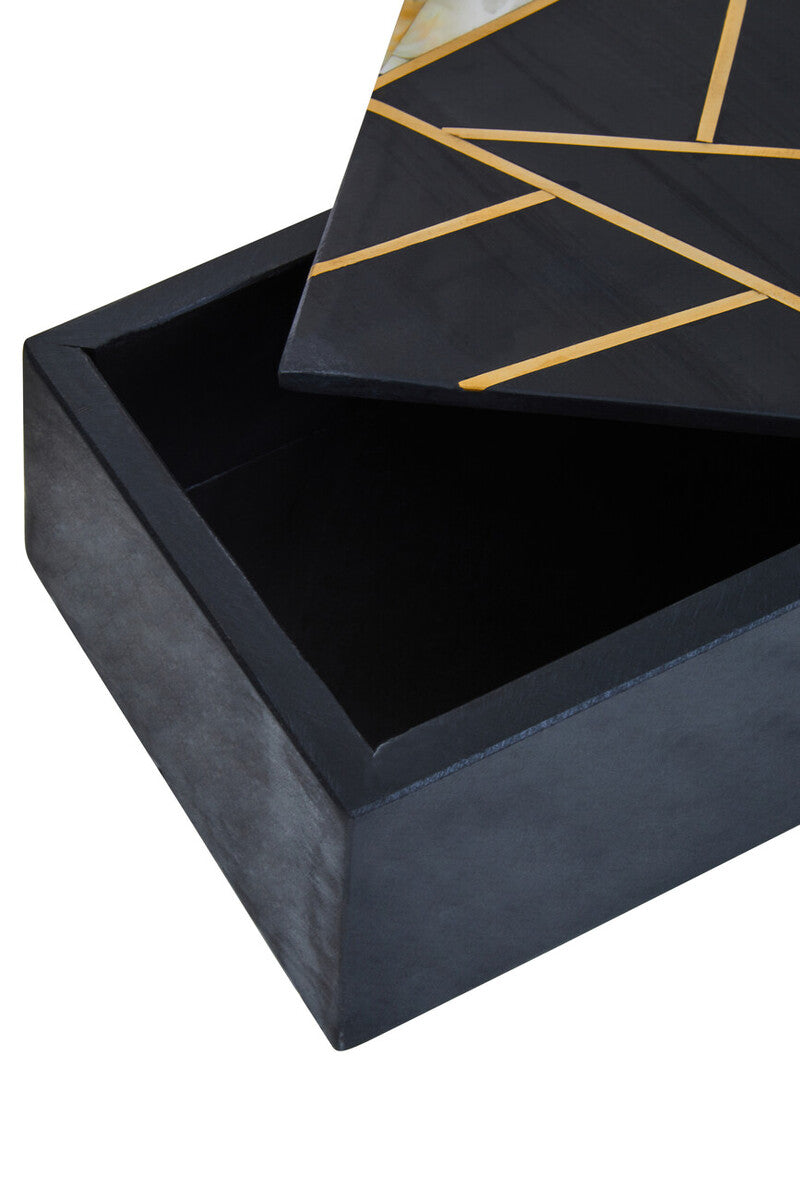 Oriana Large Black Slate Trinket Box with Mother of Pearl Inlay, 18 cm