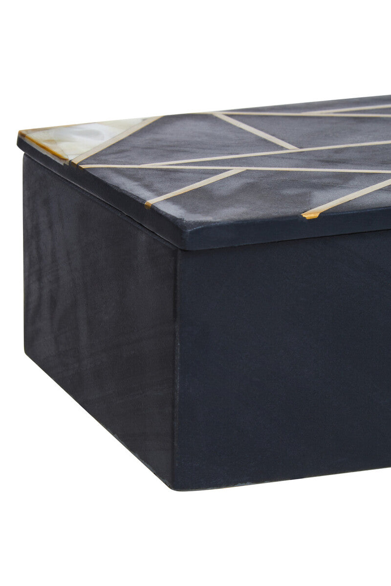 Oriana Large Black Slate Trinket Box with Mother of Pearl Inlay, 18 cm